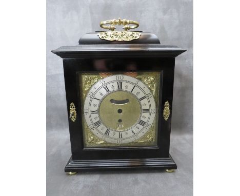 A LATE 17TH CENTURY EBONISED BRACKET CLOCK CASE WITH DIAL PLATE BY WILLIAM WRIGHT LONDON, having finely cast pierced top embe