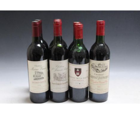 7 BOTTLES OF SAINT EMILION BORDEAUX WINES CONSISTING OF 2 BOTTLES OF CHATEAU MOINE VIEUX 1996, 2 bottles of Chateau St Jean d