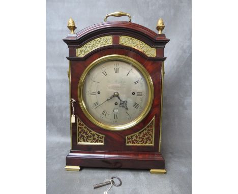 A FINE GEORGIAN MAHOGANY CASED BRACKET CLOCK BY THOMAS WAGSTAFFE, LONDON, having a large six pillar triple fusee movement wit