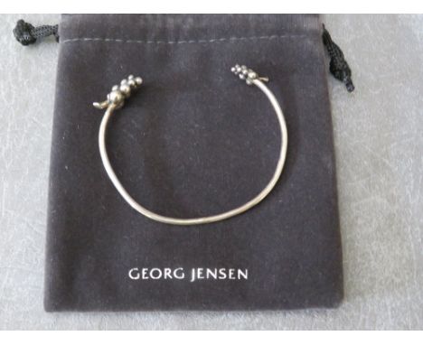 GEORG JENSEN - A MOONLIGHT GRAPES SILVER BANGLE, stamped 925, makers marks indistinct