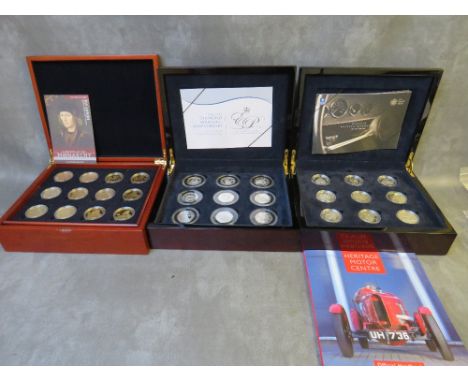 ROYAL MINT CASE SETS, consisting of 2009 Classic British Motor Cars (in silver), 2007 Diamond Wedding Anniversary 1947-2007 o