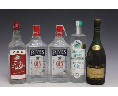 2 LITRE BOTTLINGS OF RIVES LONDON DRY GIN, together with 1 bottle of Cork Dry Gin, 1 bottle of organic Juniper Green London D