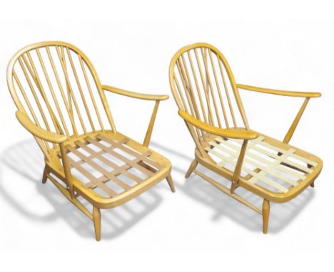 A pair of Mid 20th century blonde Ercol studio / low lounge chairs c.1970&nbsp; 