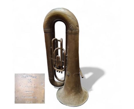 An early 20th century French tuba, marked F. Besson 'Systeme Prototype', Paris, 106cm long 