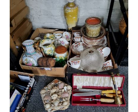 Ceramics and Glass -&nbsp; Japanese satsuma vase;&nbsp; cut glassware;&nbsp; Royal Crown Derby Posies trinket dishes;&nbsp; C