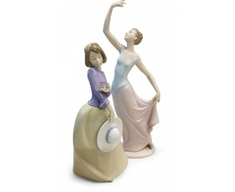 A Nao figure, of an elegant lady dancing, 35cm high, printed mark, 1204;&nbsp; another, His First Flight, 27cm high, 1303, bo