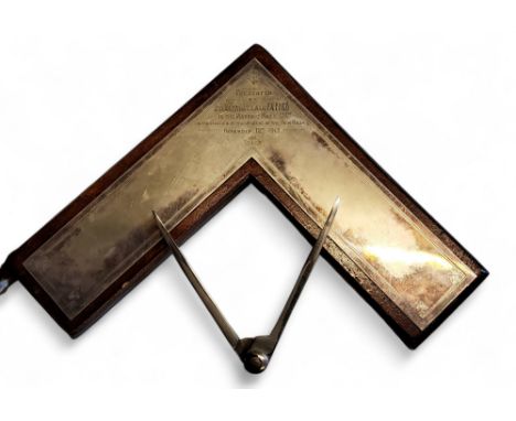Masonic Interest - a George V plated oversized square tool and compass, inscribed Presented by Bro Joseph Jackman PMPPGD, To 