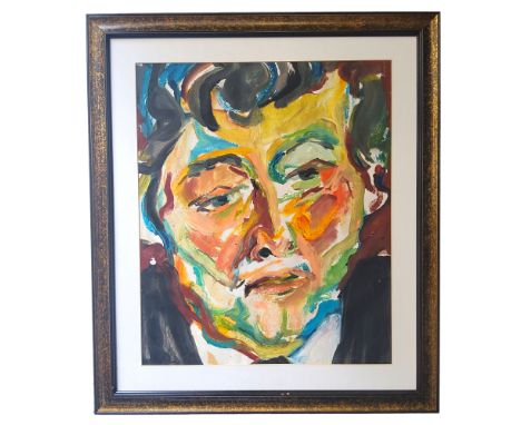 Expressionist School, Mid 20th century Abstract portrait of a gentleman, acrylic, framed, 79cm x 68cm 