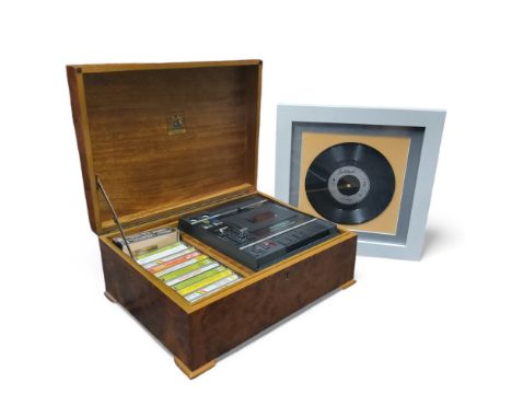A Dynatron CR102-D stereo recorder / cassette deck in faux Victorian work box; Steve Winwood Valerie record, framed (2) 
