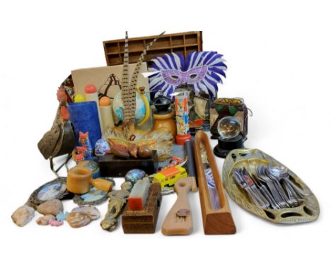 Boxes and Objects - an Australian Rose Gum slimming mirror;&nbsp; &nbsp;New Orleans Mardi Gras masks;&nbsp; &nbsp;a Toni Well
