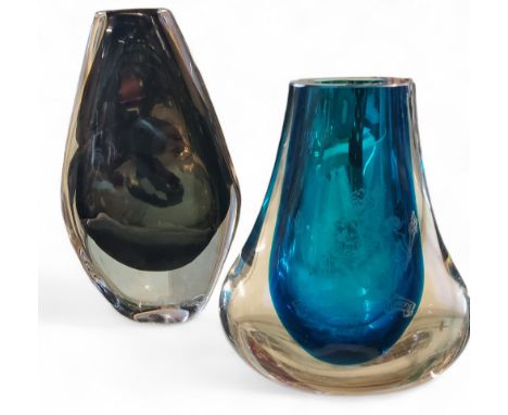 Nils Landberg - an Orrefors dusk vase,&nbsp; of compressed ovoid form with flat faces, 17.5cm high, engraved mark,&nbsp; 35 9