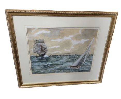 R** Calcott, Sail and Steam, signed, watercolour, 30cm x 39c, 