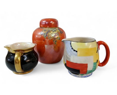 Susie Cooper - Gray's Pottery - a Paris shape Cubist jug., brightly&nbsp; decorated, 10.5cm high, printed mark, 8071;&nbsp; a
