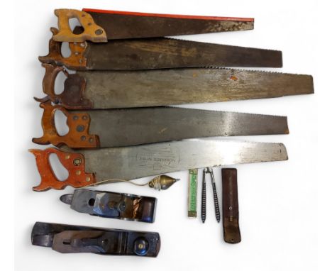 Tools - a Bailey plane;&nbsp; another;&nbsp; Stanley saw;&nbsp; others, Turner, etc; 