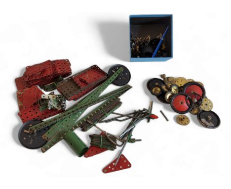 Model Engineering &amp; Constructional Toys - Meccano square and rectangular sections, wheels, cogs, bolts, etc 