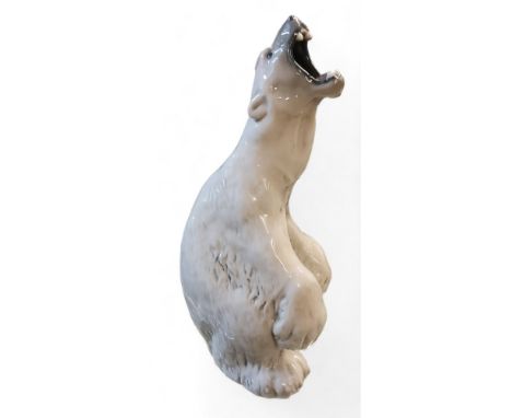 A large Royal Copenhagen model of a polar bear, growling, 32cm high, printed and painted mark,&nbsp; model 502 