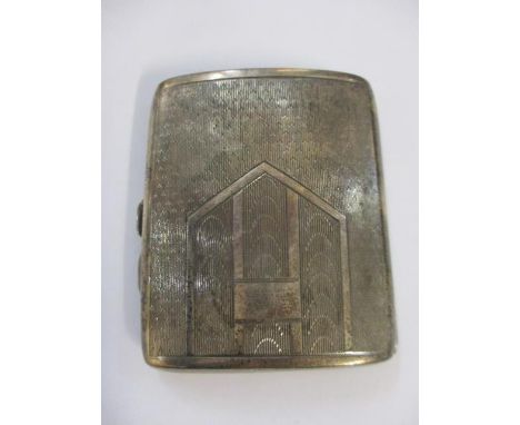 An Art Deco silver engine turned cigarette case, 92.95g 