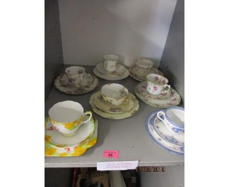 Continental and English teacups and saucers 