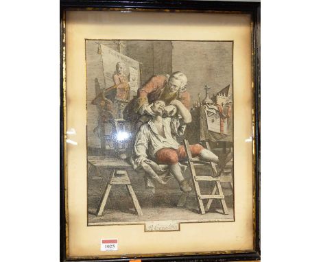 After Franco Maggiotto - H Cavadenti, etching, being later tinted, 33x27cm