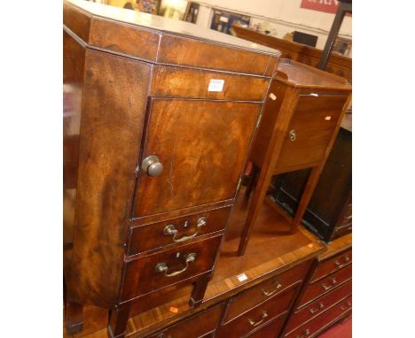 A George III mahogany hinge-top night commode, with later alterations, w.44cm; together with a 19th century mahogany single d