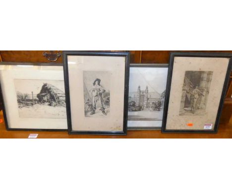 Greta Delleany - The Rickyard, etching, signed &amp; titled in pencilled to the margin, 15x22cm, together with various  other