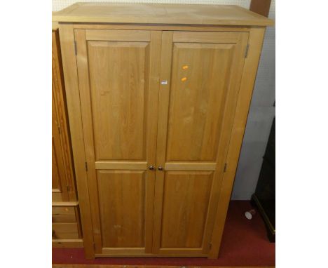 A contemporary light oak double door wardrobe, width 118cm