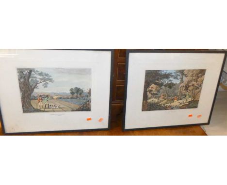 Cecil Aldin - The Blue Market Races, lithograph, and after R Havell Jnr - Set of four shooting engravings, each 29x38cm (5)