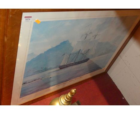 J Steven Dews - Golden Hind - "Drake Gives Chase" and HMS Beagle "Tahitian Tranquility", pair limited edition prints, each pe