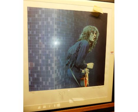 Sandra Lawrence, Led Zeppelin's Jimmy Page on stage, artists proof lithograph, no 6/30, signed and dated in pencil to the mar