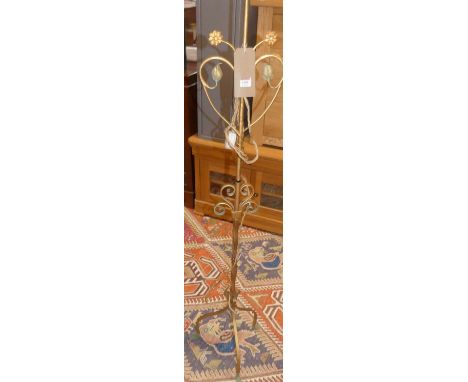 A wrought iron gilt decorated standard lamp, h.139cm (excluding fittings)