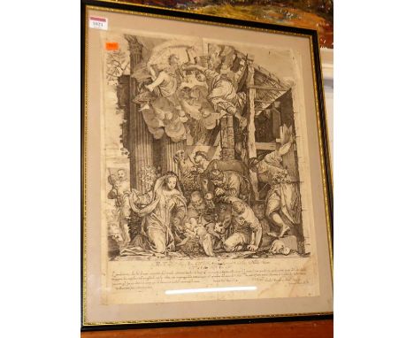 Giacomo Barri (1636-1690) after Paolo Veronese - The Adoration of the Shepherds, with dedication All Ill.mo Sig.re mio Sig.r 