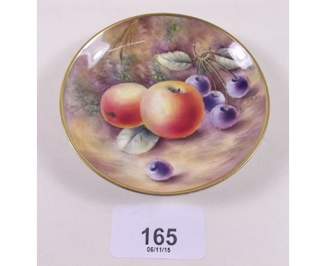 A Royal Worcester pin dish paint fruit by Peter Platt