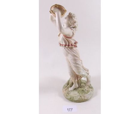 A Victorian Royal Worcester figure tambourine player, good condition - 26cm