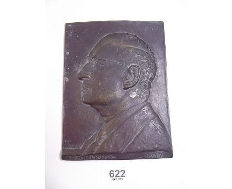 A 1947 metal plaque 'M A Chertok', 13.5 x 10cm
