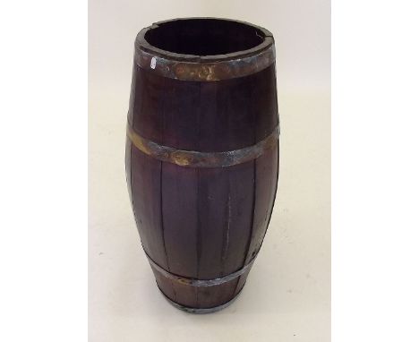 A Victorian coppered barrel style stick stand