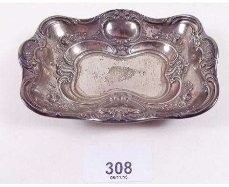 A sterling silver embossed trinket dish, 1.5 ozs, 