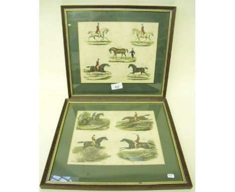 Two sets of hunting vignettes - 18 x 24cm 