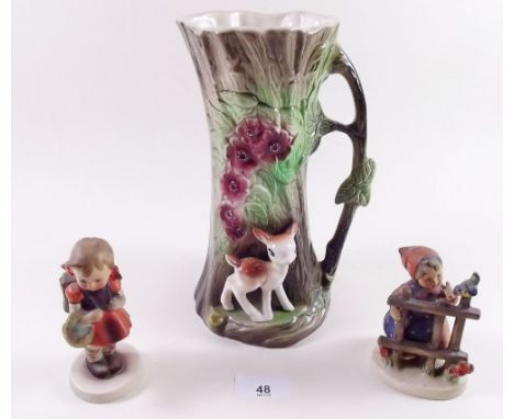 Two Hummel figures and an Eastgate fawn jug