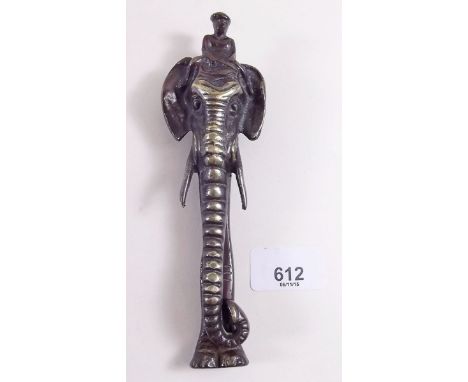 A novelty elephant brass door knocker