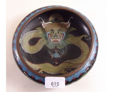 A Chinese cloisonne enamel dish decorated dragon - 20cm diameter