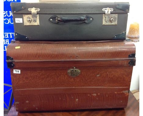 Tin Trunk and Vintage Case 