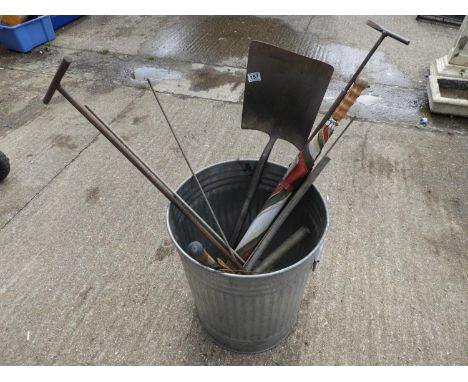 Galvanised Dustbin and Contents - Tools 