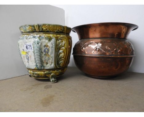 Ceramic and Copper Planter 