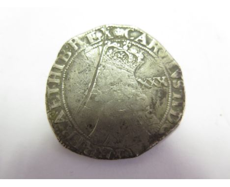 Charles II Third Issue hammered silver halfcrown, mm. Crown, Spink 3321, with old ticket, slightly irregular flan but full an