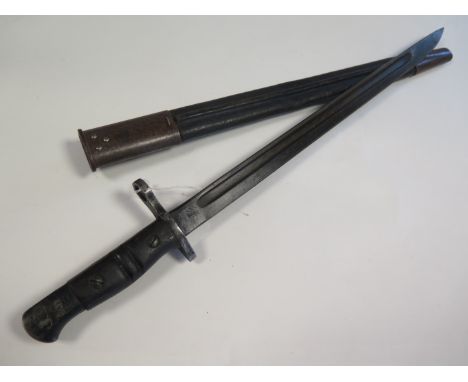 Bayonet: A P'13 bayonet by Remington dated 8.17. & with U.S. P.17 ownership marks. In its steel mounted leather scabbard. G.C