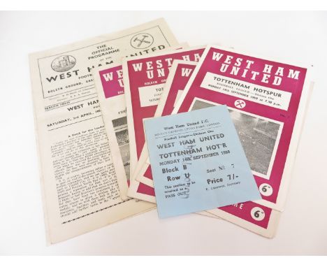 West Ham selection includes v Hull City 53/54 55/56 v Tottenham 59/60 and match ticket 59/60 v Dukla Prague. 