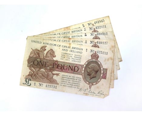 Warren Fisher One Pounds (5) All T24 "K" first series, average Fine