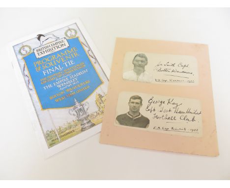 FA cup final 1923 first final at Wembley between West Ham v Bolton Wanderers excellent album page wit individual cut outs wit