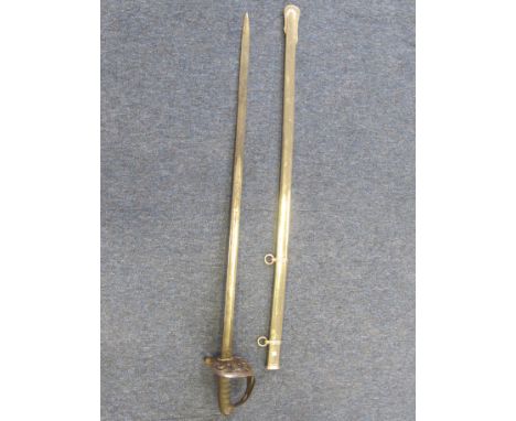 Victorian 1845 pattern rifle brigade officers sword in its plated dress scabbard  