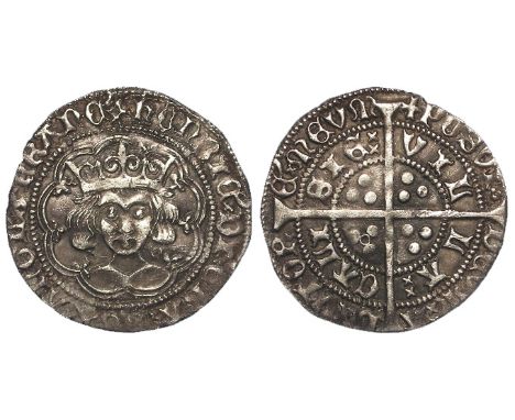 Henry VI First Reign 1422-1461, silver groat, Calais Mint, Annulet-trefoil sub-issue, a trefoil to left of crown, reverse POS